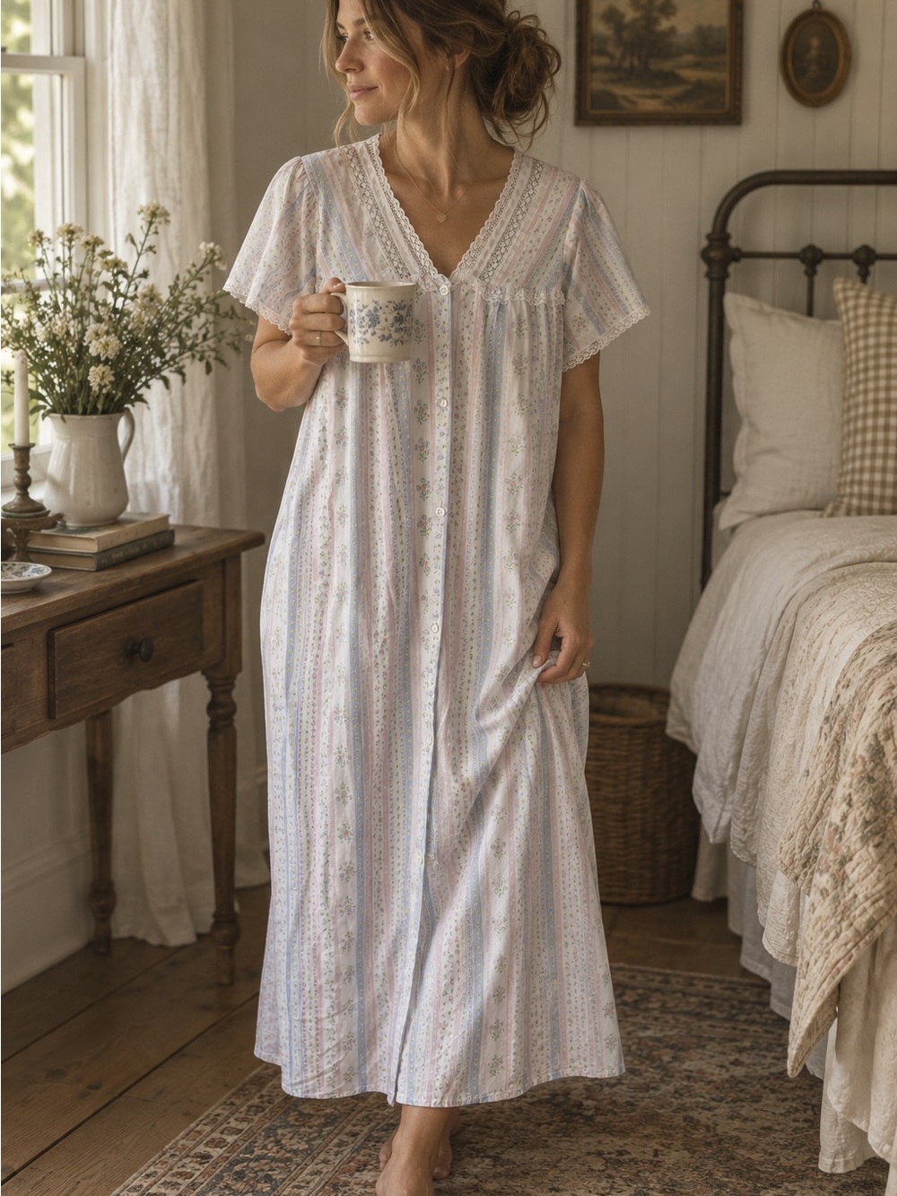 Vintage cotton cottagecore nightgown